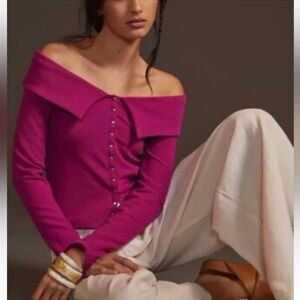 Maeve by Anthropologie Blouse Top Magenta